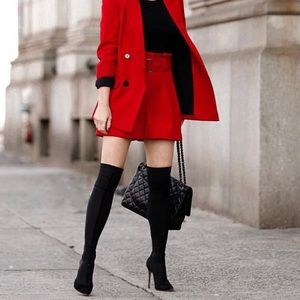 Zara Black Suede Over The Knee Boots